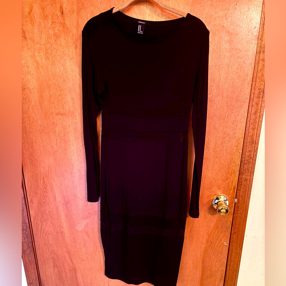 Forever 21 Sexy Black Long Sleeve Peekaboo Bandage Dress Size M